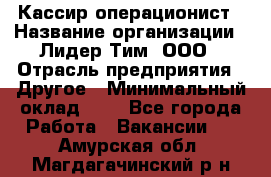 Кассир-операционист › Название организации ­ Лидер Тим, ООО › Отрасль предприятия ­ Другое › Минимальный оклад ­ 1 - Все города Работа » Вакансии   . Амурская обл.,Магдагачинский р-н